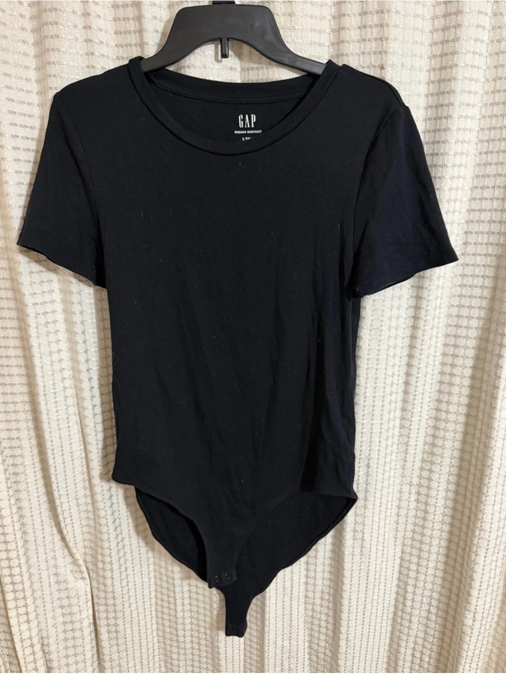 GAP Black Short-Sleeve Crewneck Bodysuit